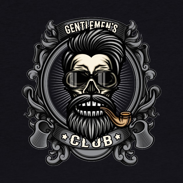 Gentlemens Smoking Club Tobacco Pipe Smoker Skull by Foxxy Merch